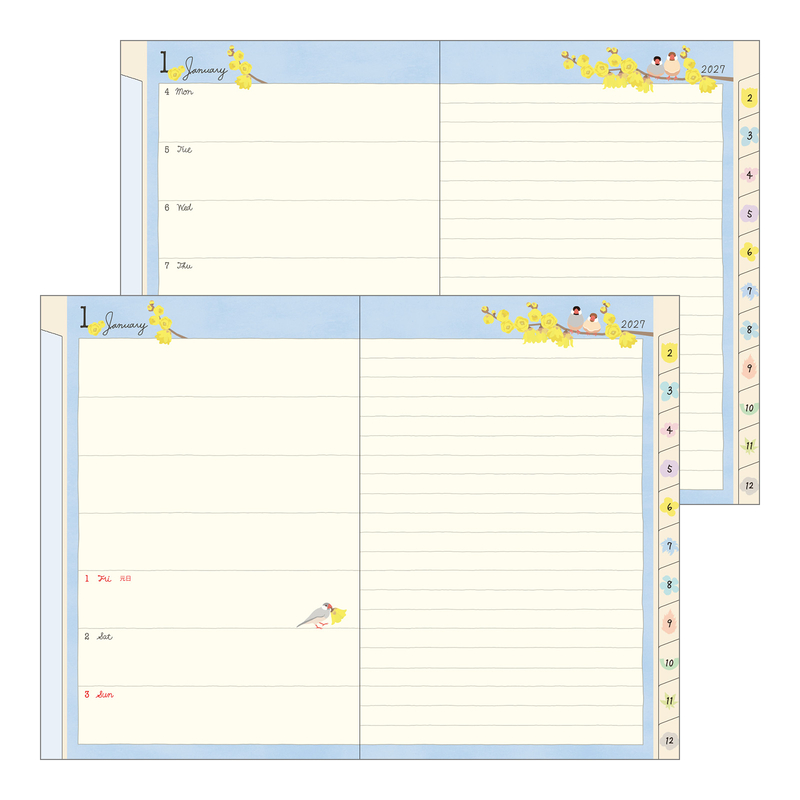 Midori Midori Pocket Diary 2027 Agenda Settimanale B6 Uccelli