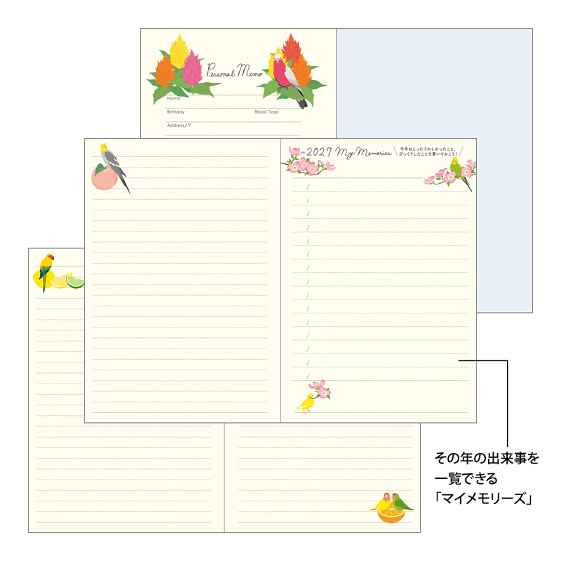 Midori Midori Pocket Diary 2027 Agenda Settimanale B6 Uccelli
