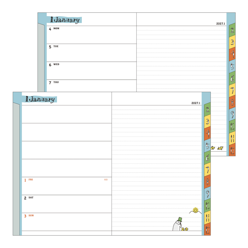 Midori Midori Pocket Diary 2027 Agenda Settimanale B6 Ojisan