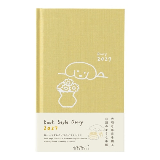 Midori Book Style Diary 2027 Agenda Settimanale B6 Cani Gialla