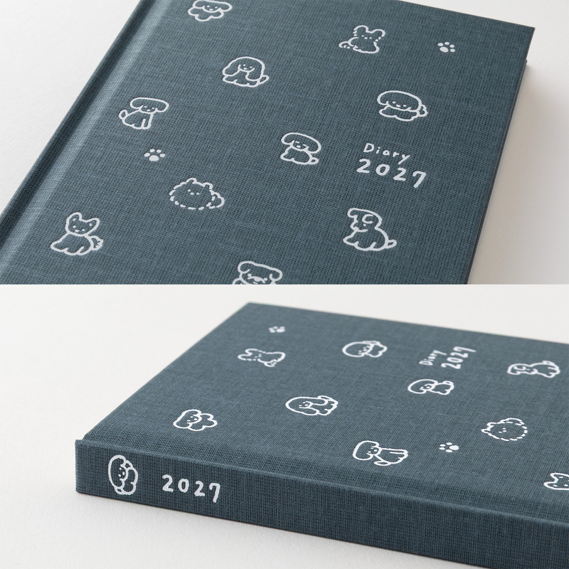 Midori Midori Book Style Diary 2027 Agenda Settimanale B6 Cani Navy
