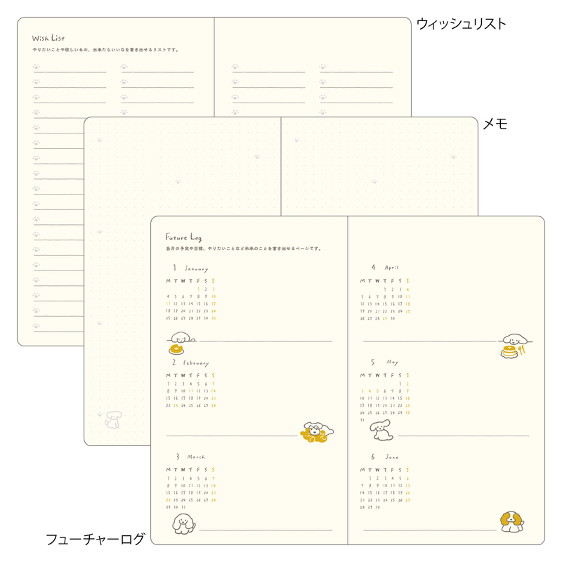 Midori Midori Book Style Diary 2027 Agenda Settimanale B6 Cani Navy