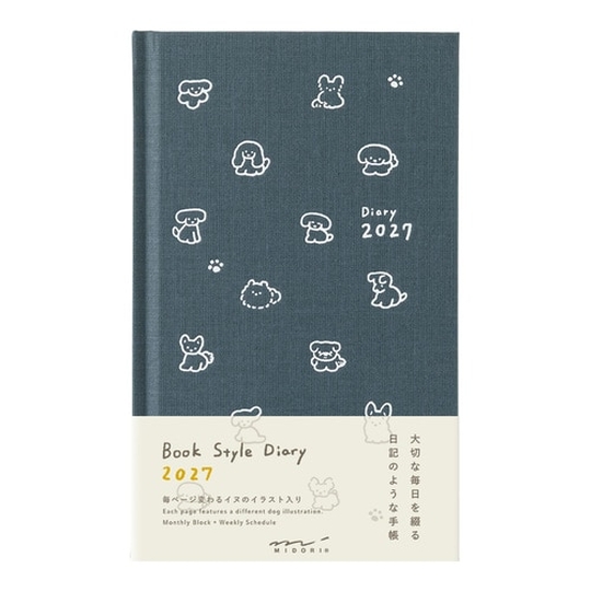 Midori Book Style Diary 2027 B6 Dog Navy