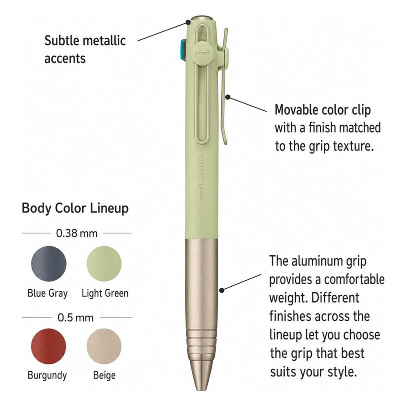 Uni Uni-ball Zento Flow 3 Color 0.5 mm Multi Pen Burgundy